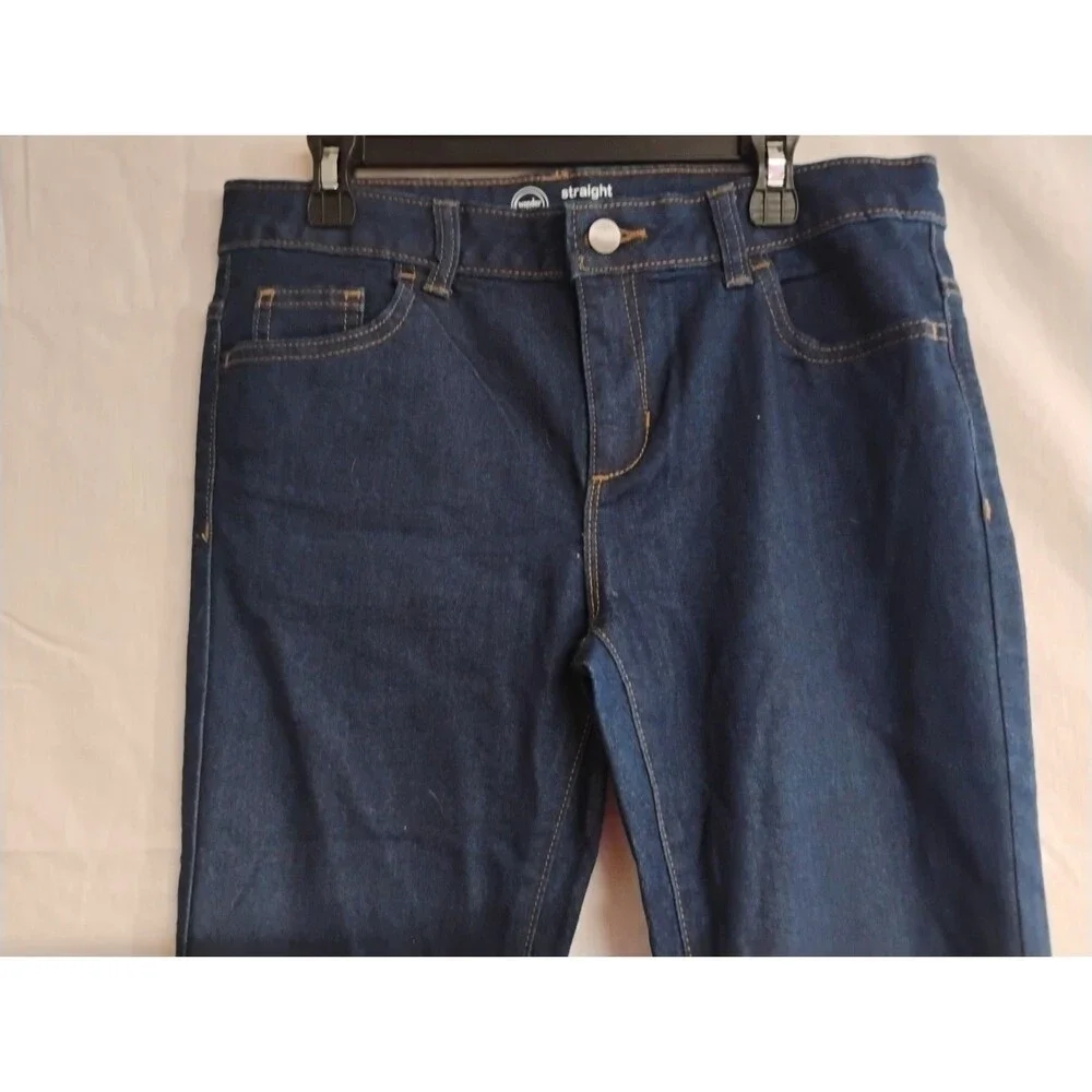 Wonder Nation Size 14 Girls Adjustable Dark Blue Denim Jeans Straight Leg